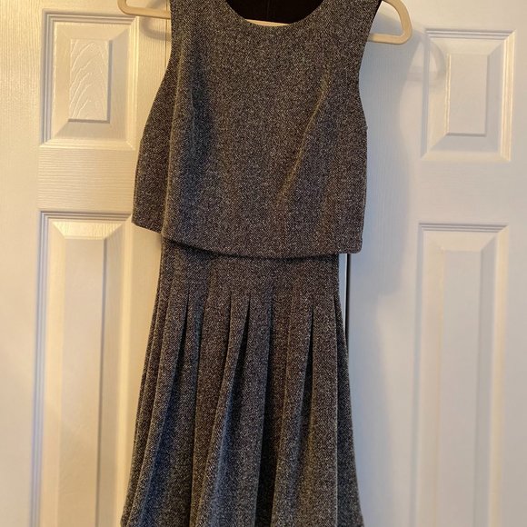 Bershka Gray Bouclette Two-Tier Dress Size S - Picture 1 of 1